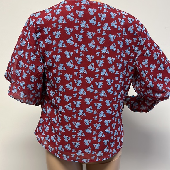 NWOT Lost Ink Puffed Long Sleeve Mock Wrap Blouse with Belt size XS - Picture 7 of 12